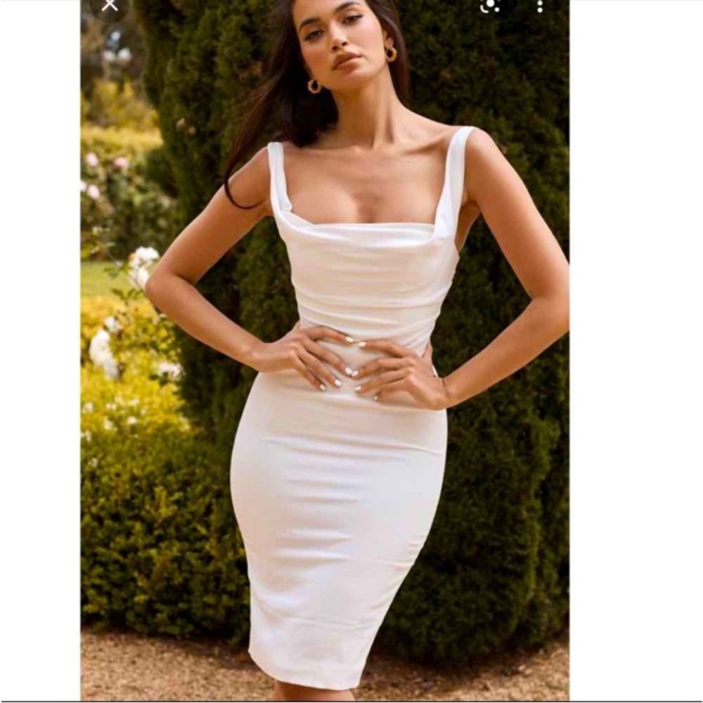 House Of CB Micaela Draped Corset Dress Size XS Ivory White